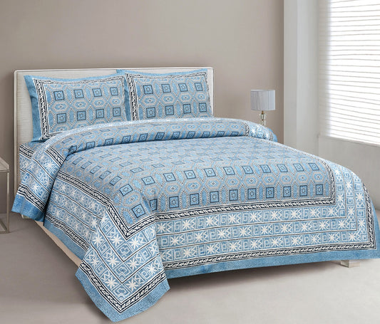 King Cotton Geometric Blue Serenity