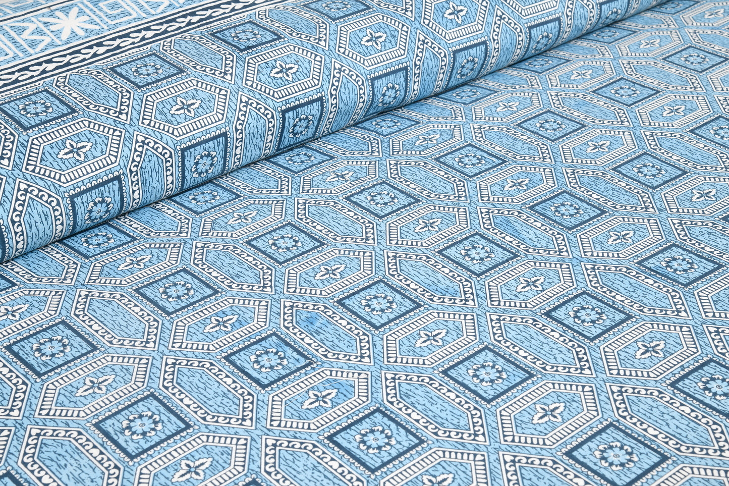 King Cotton Geometric Blue Serenity