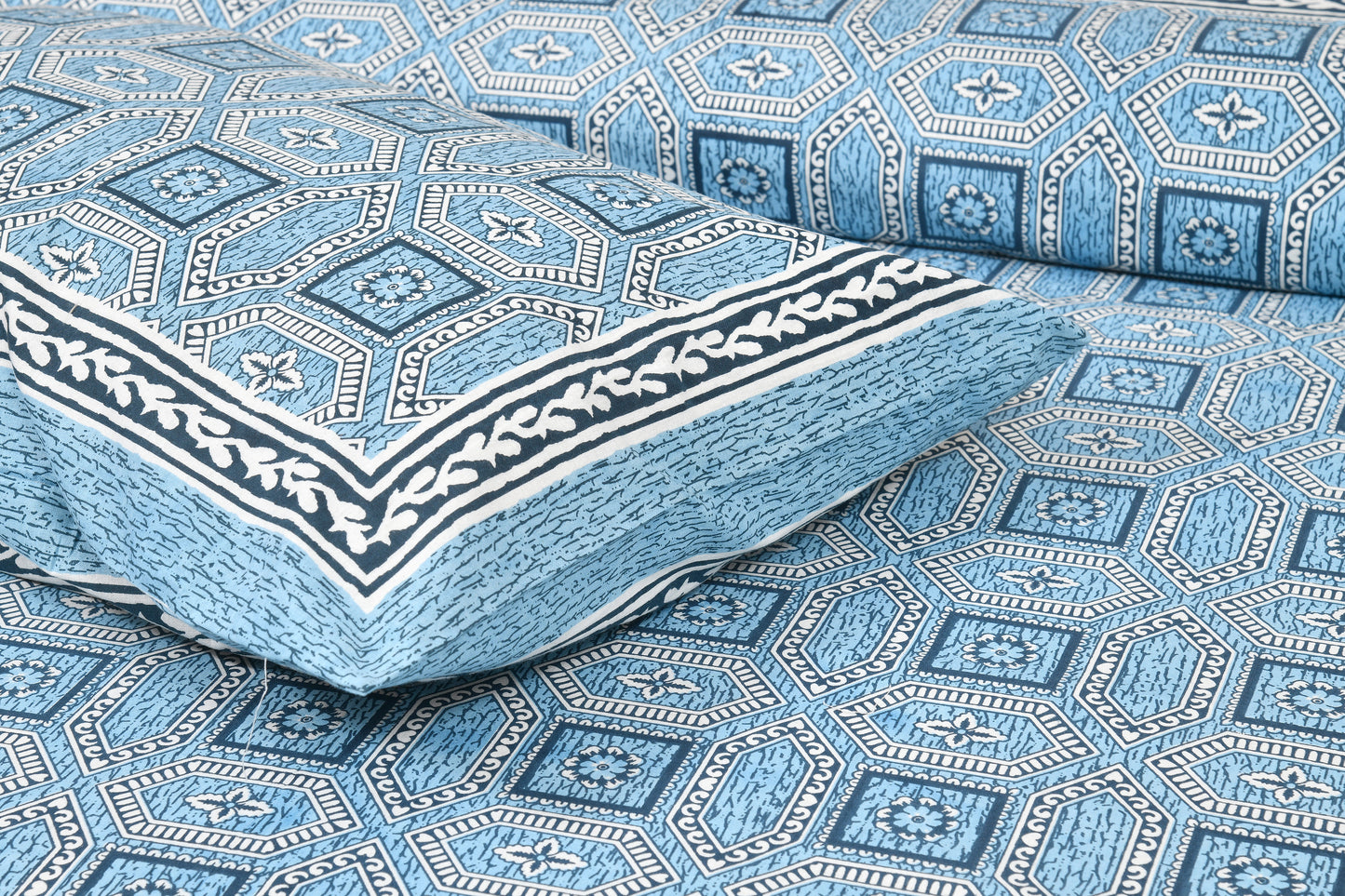 King Cotton Geometric Blue Serenity