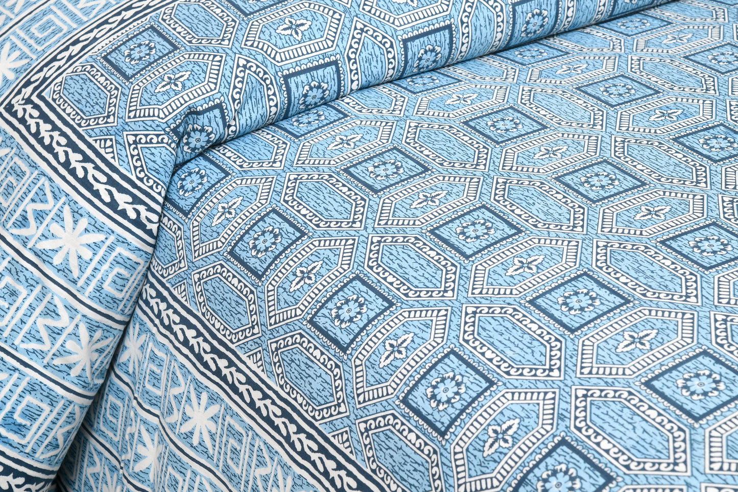 King Cotton Geometric Blue Serenity