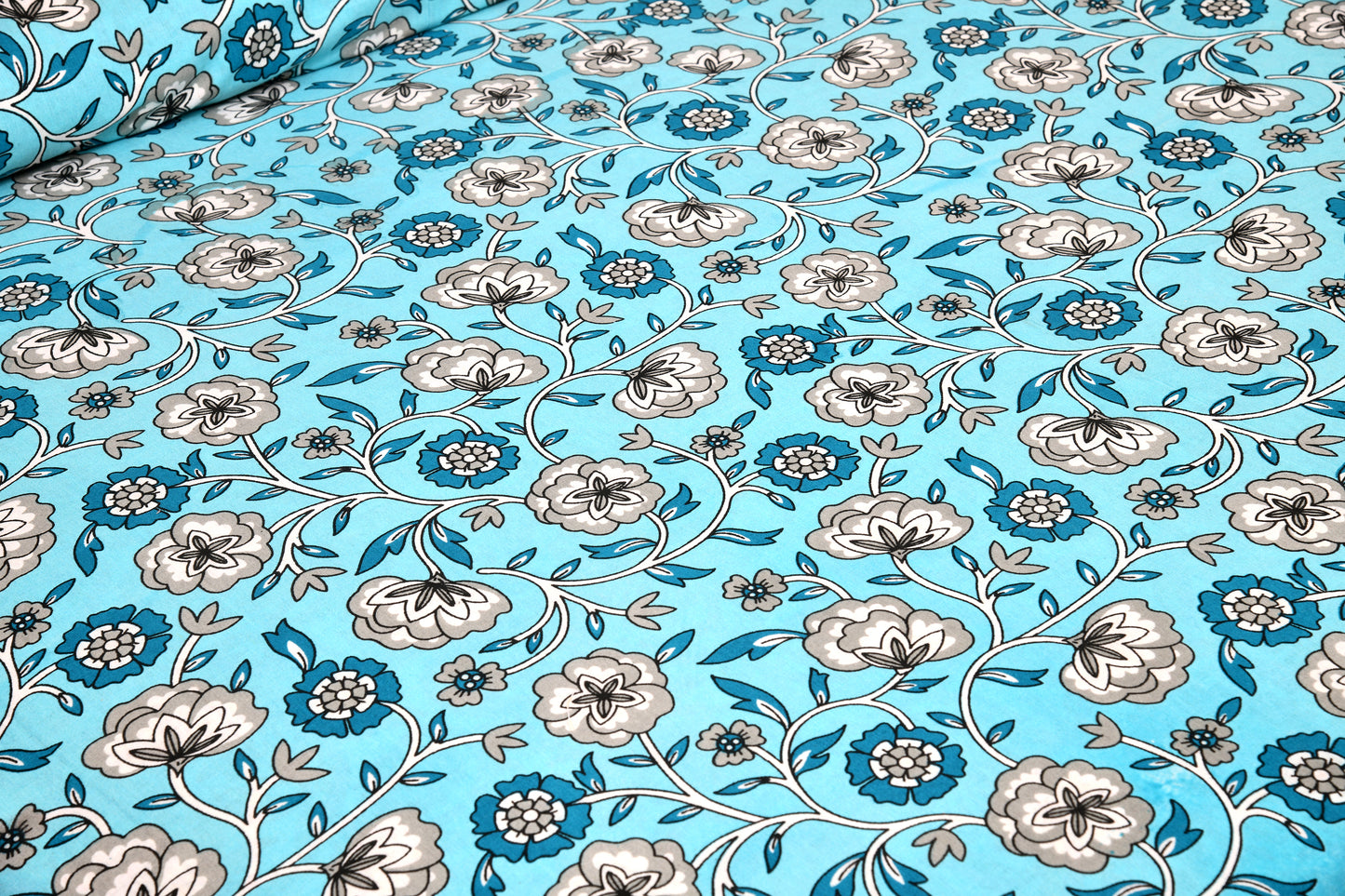 King Cotton Blooming Aqua Floral