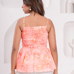 Peach Pure Cotton Casual Top For Women