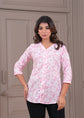 Baby Pink Pure Cotton Casual A-Line 3/4Th Sleeves Top For Women