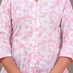 Baby Pink Pure Cotton Casual A-Line 3/4Th Sleeves Top For Women