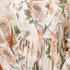 Cream Forest Pure Cotton Casual Full Sleeves Top For Women
