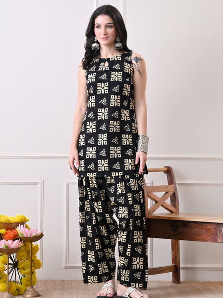 Black Batik Farshi Salwar Set