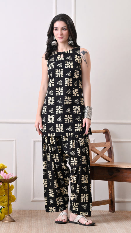 Black Batik Farshi Salwar Set