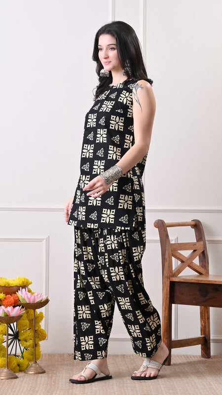 Black Batik Farshi Salwar Set
