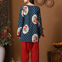 Teal Circle Rose Farshi Salwar Set