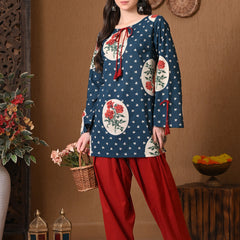 Teal Circle Rose Farshi Salwar Set