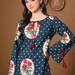 Teal Circle Rose Farshi Salwar Set