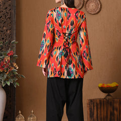 Coral Ikat Farshi Salwar Set