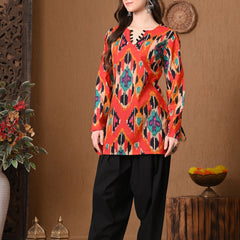 Coral Ikat Farshi Salwar Set