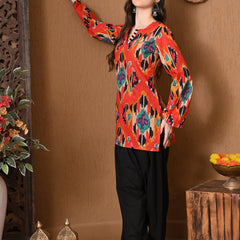 Coral Ikat Farshi Salwar Set
