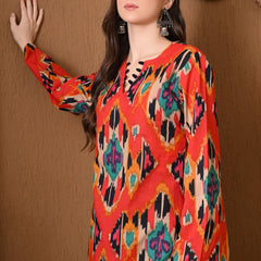Coral Ikat Farshi Salwar Set