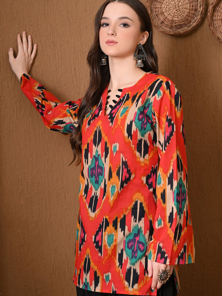 Coral Ikat Farshi Salwar Set
