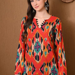 Coral Ikat Farshi Salwar Set