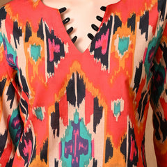 Coral Ikat Farshi Salwar Set