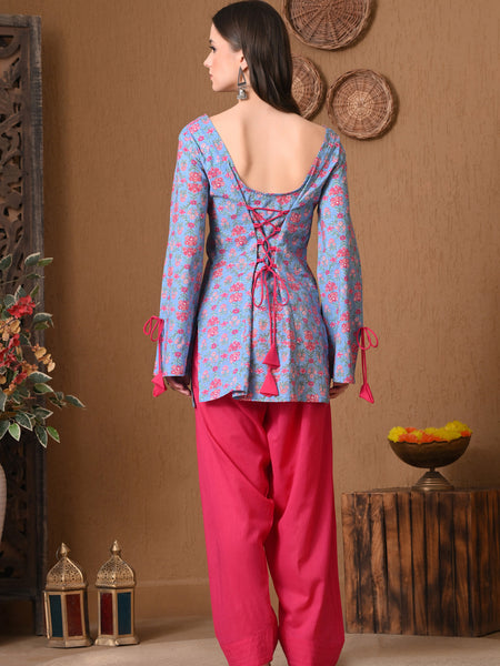 Powder Blue Jaal Farshi Salear Set