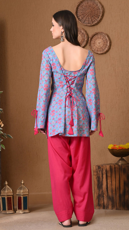 Powder Blue Jaal Farshi Salwar Set