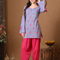 Powder Blue Jaal Farshi Salwar Set