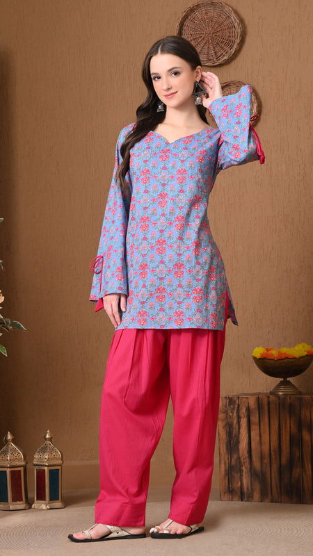 Powder Blue Jaal Farshi Salwar Set