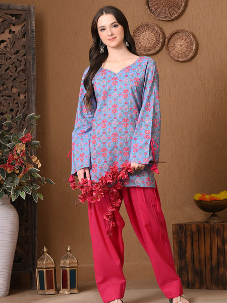 Powder Blue Jaal Farshi Salear Set