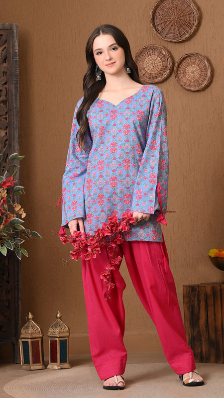 Powder Blue Jaal Farshi Salwar Set