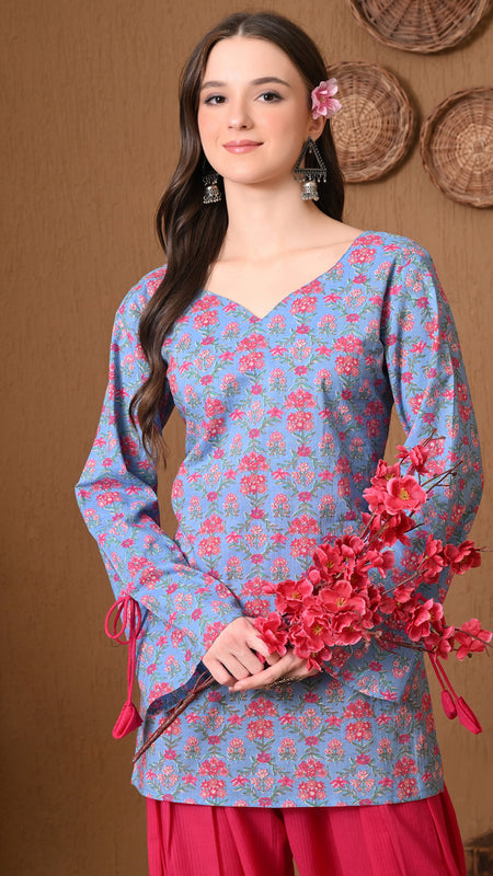 Powder Blue Jaal Farshi Salwar Set