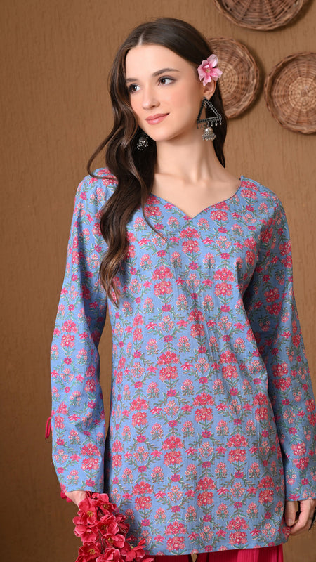 Powder Blue Jaal Farshi Salwar Set
