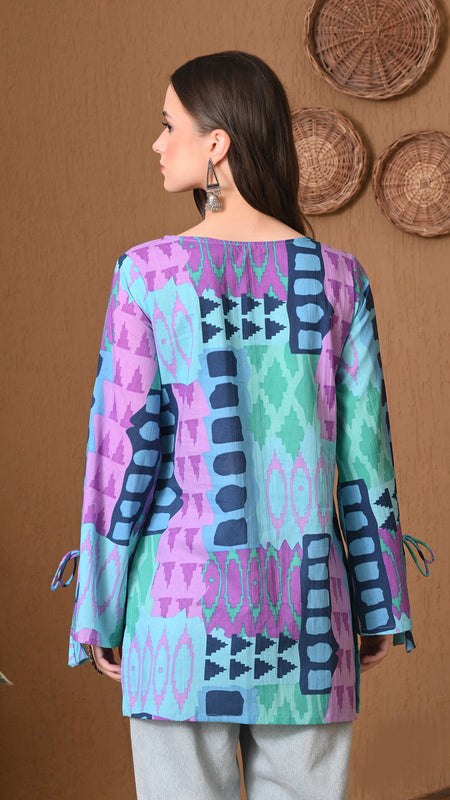 Blue Geometric Top