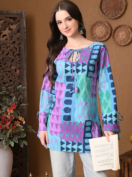Blue Geometric Top