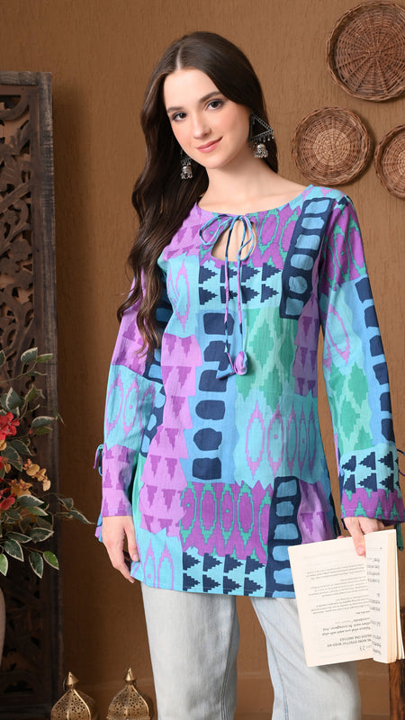 Blue Geometric Top