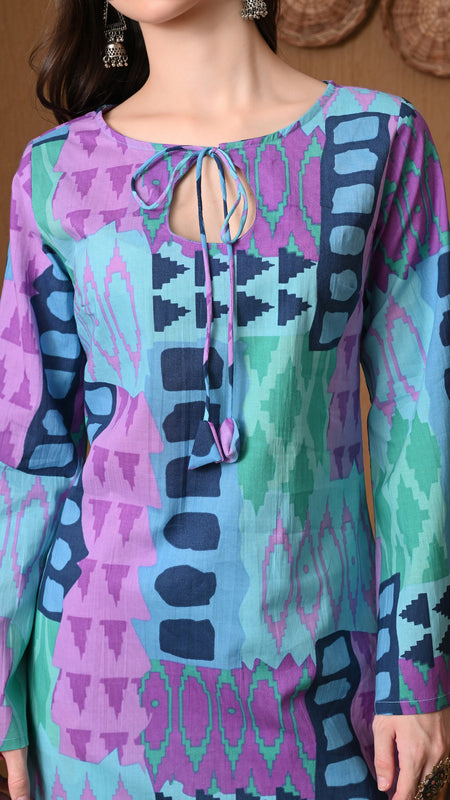 Blue Geometric Top
