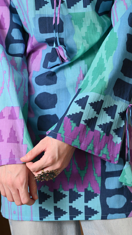 Blue Geometric Top