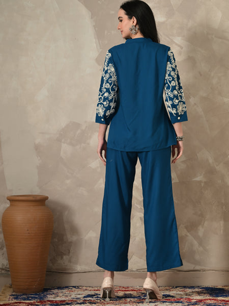 Blue Embroidery Co-ords