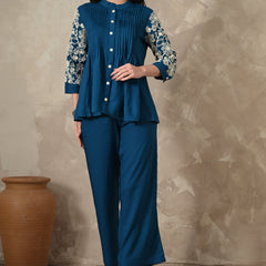 Blue Embroidery Co-ords