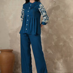 Blue Embroidery Co-ords