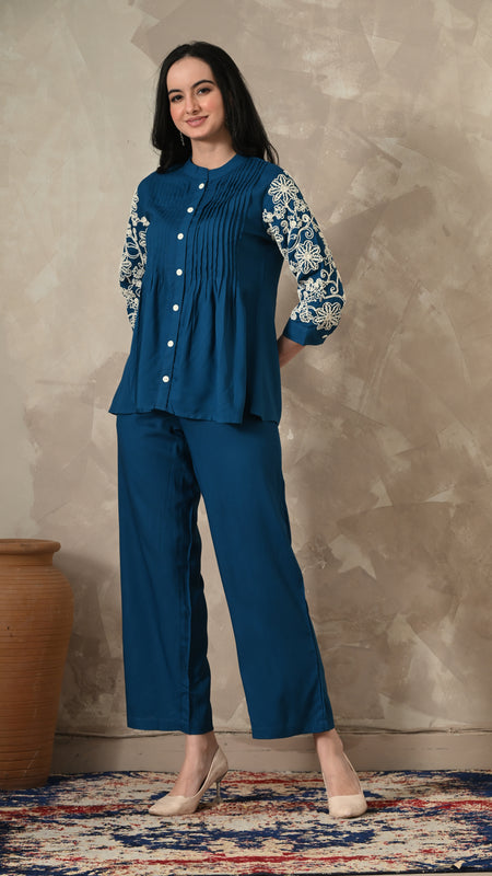 Blue Embroidery Co-ords