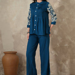 Blue Embroidery Co-ords