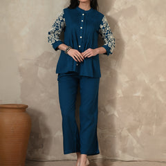 Blue Embroidery Co-ords