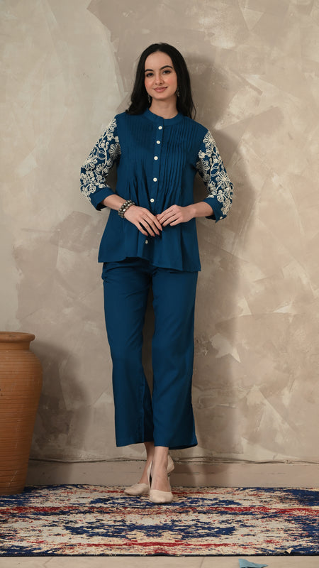 Blue Embroidery Co-ords