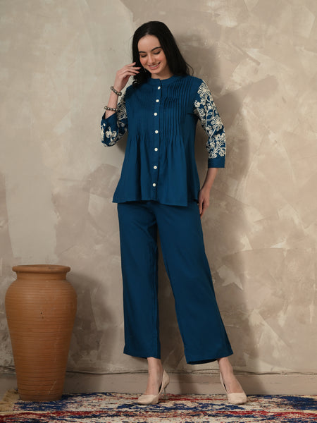 Blue Embroidery Co-ords