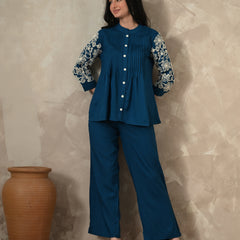 Blue Embroidery Co-ords