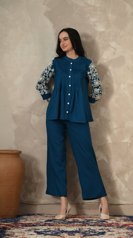 Blue Embroidery Co-ords