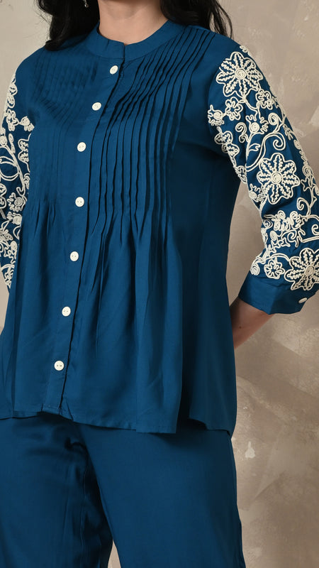 Blue Embroidery Co-ords