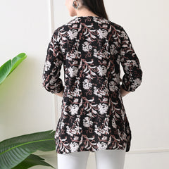 Black Jal Pure Cotton Casual 3/4th Sleeves Top for women
