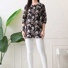 Black Jal Pure Cotton Casual 3/4th Sleeves Top for women