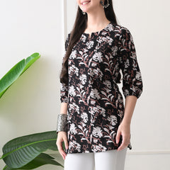 Black Jal Pure Cotton Casual 3/4th Sleeves Top for women