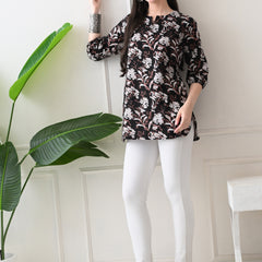 Black Jal Pure Cotton Casual 3/4th Sleeves Top for women